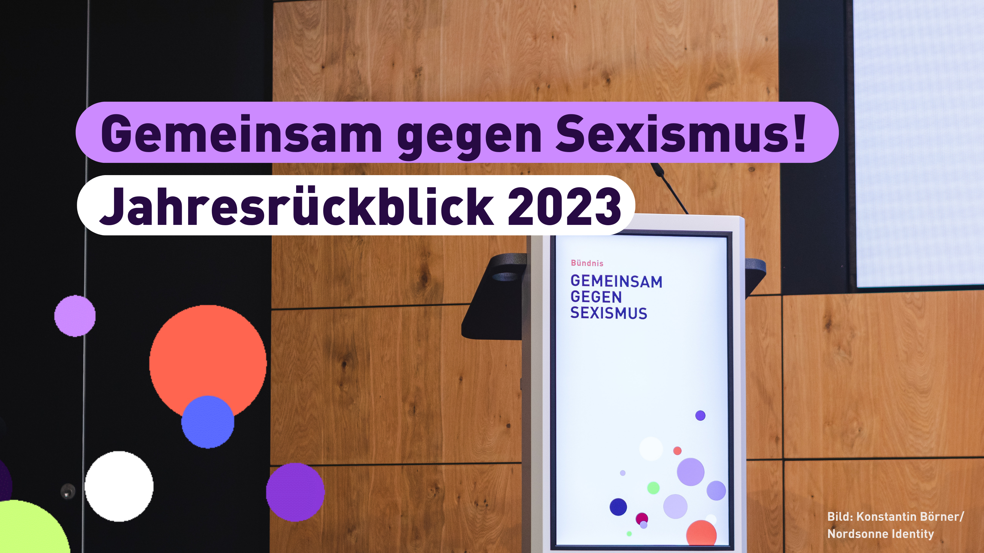 Titelbild: Gemeinsam gegen Sexismus. Jahresrückblick 2023.